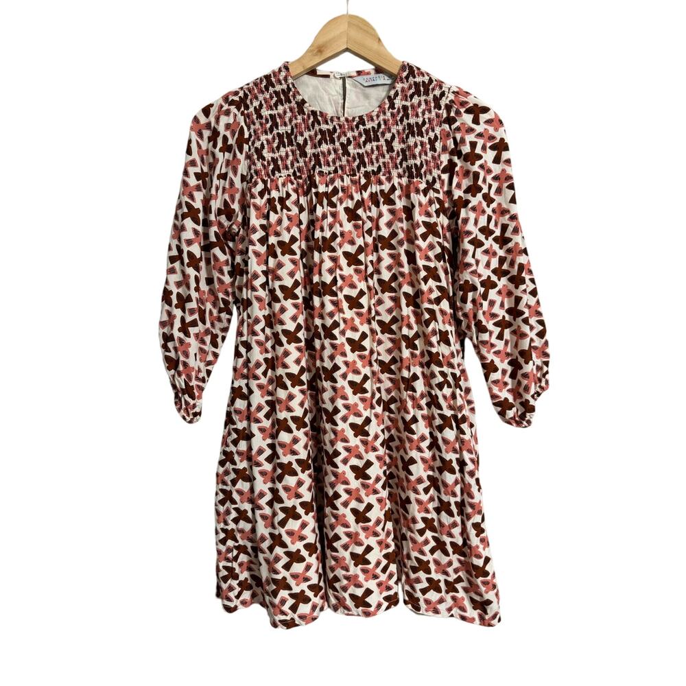 Compania Fantastica Smocked Neck Bird Dress XS